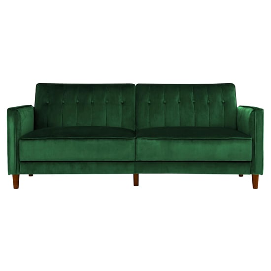 Pina Velvet Sofa Bed With Wooden Legs In Green