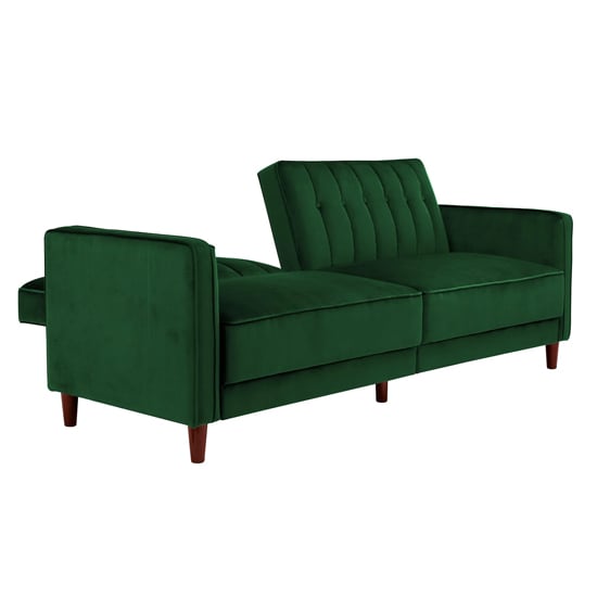 Pina Velvet Sofa Bed With Wooden Legs In Green