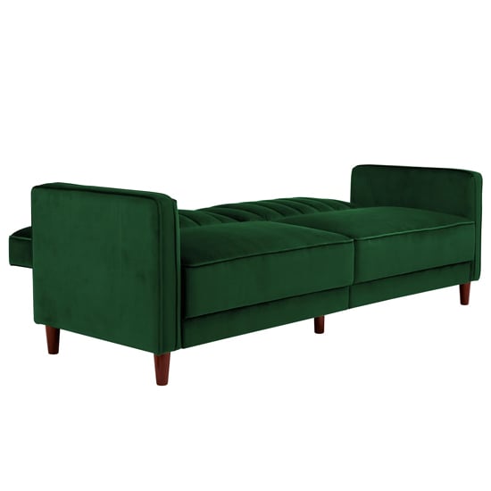 Pina Velvet Sofa Bed With Wooden Legs In Green