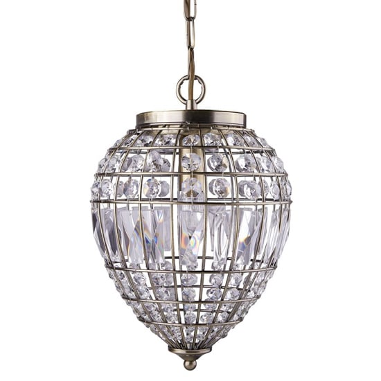 Read more about Pineapple crystal glass buttons pendant light in antique brass