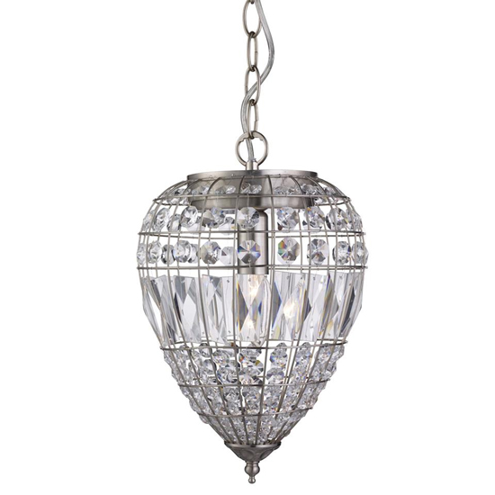 Read more about Pineapple crystal glass buttons pendant light in satin silver