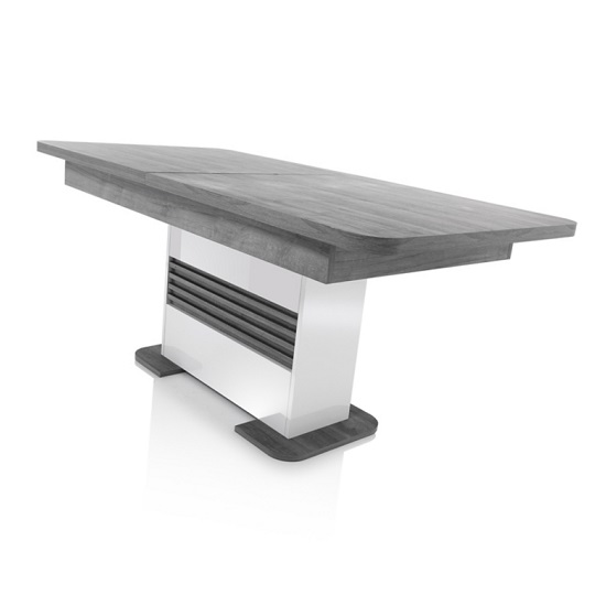 Pinellas Extending Dining Table In Grey Oak And White Lacquered_4