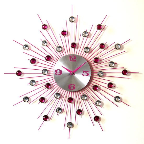 Pink & Clear Diamante Wall Clock, PHCM288P