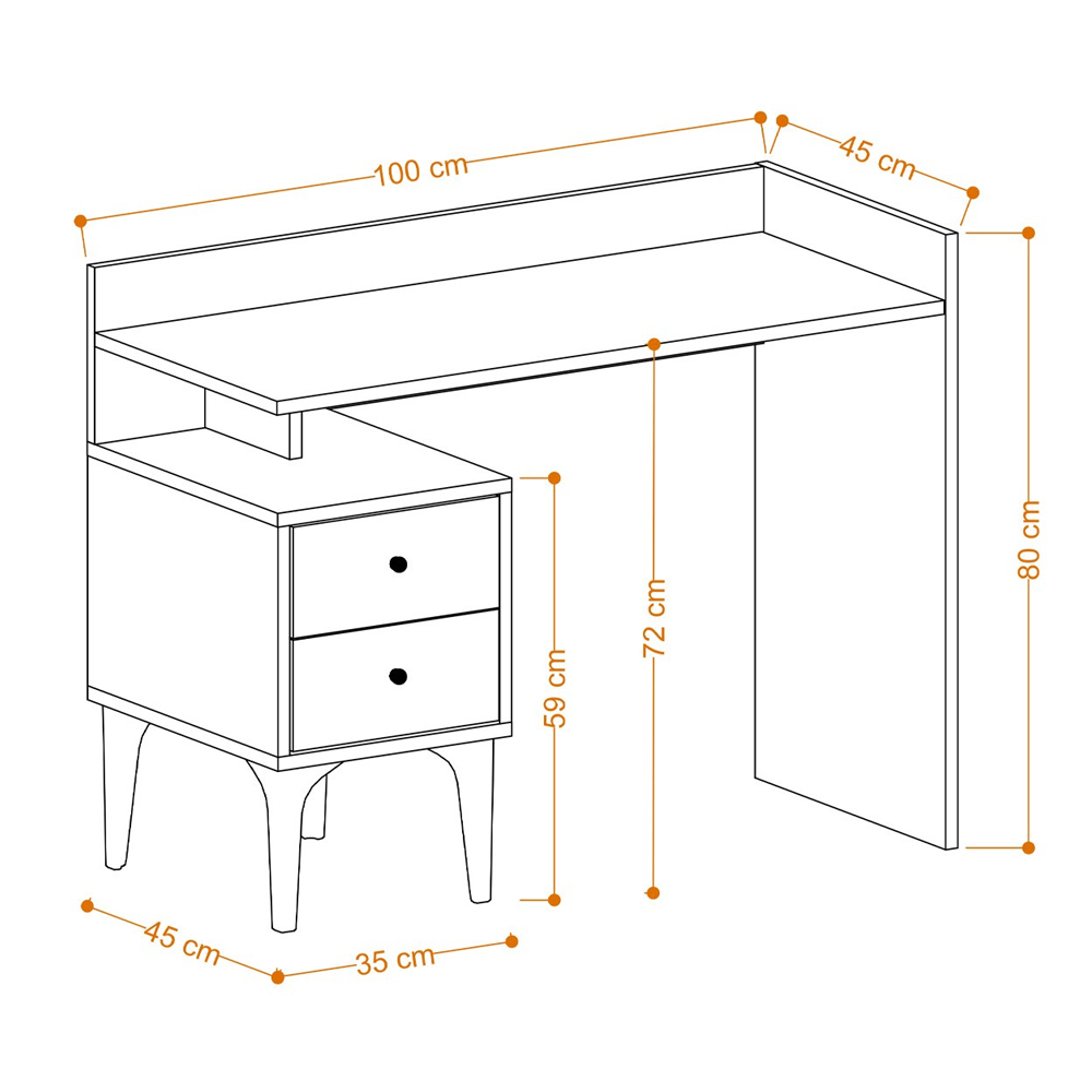 Pinnacle Wooden Laptop Desk with 2 Drawers in Oak