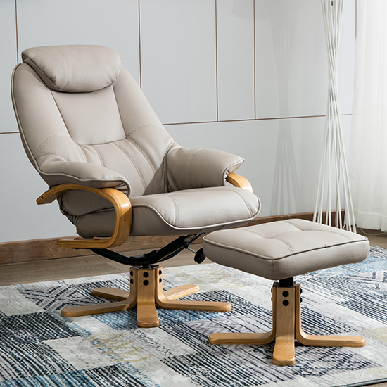 Pinner Plush Swivel Recliner Chair And Footstool In Pebble_2