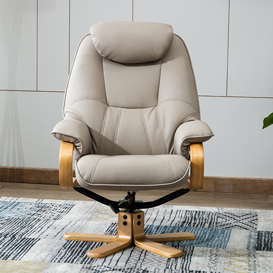 Pinner Plush Swivel Recliner Chair And Footstool In Pebble_7