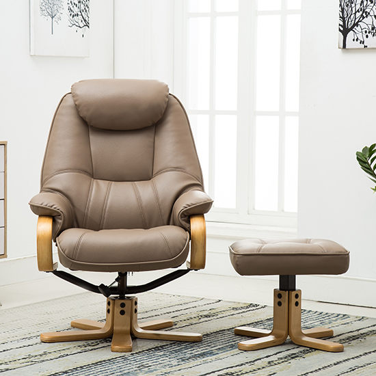 Pinner Plush Swivel Recliner Chair And Footstool In Truffle_5