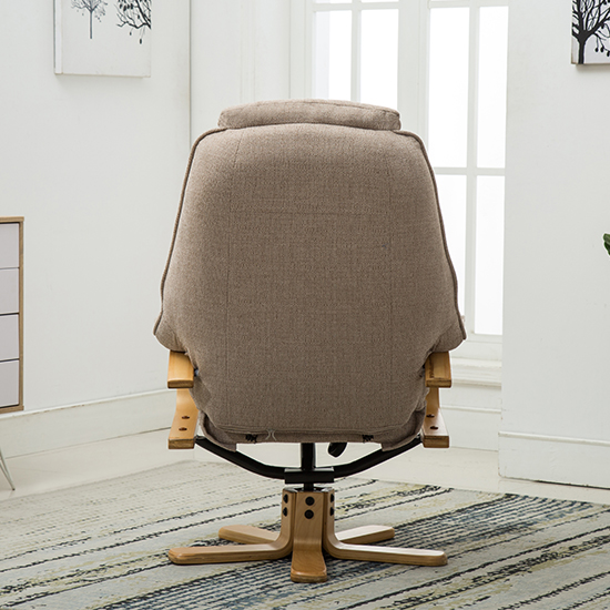 Pinner Fabric Swivel Recliner Chair And Footstool In Wheat FiF