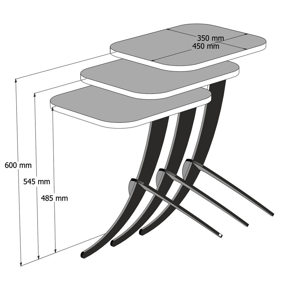 Pion Travertine Marble Effect Nesting Side Tables with Black Metal Legs