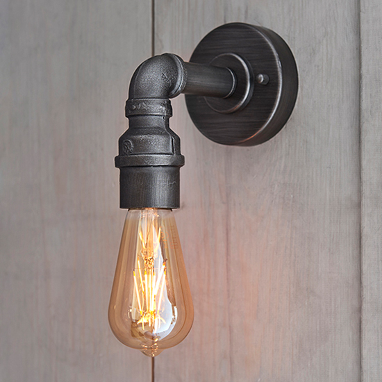 Read more about Pipe industrial designer wall light in aged pewter