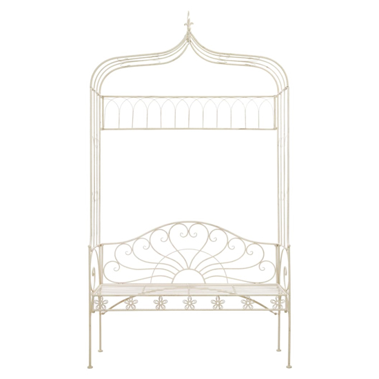 Piper 122cm Wrought Iron Garden Seating Bench In Antique White