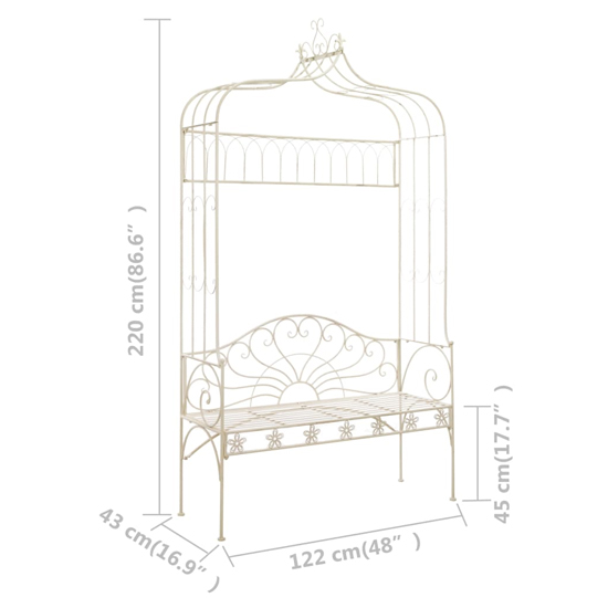 Piper 122cm Wrought Iron Garden Seating Bench In Antique White