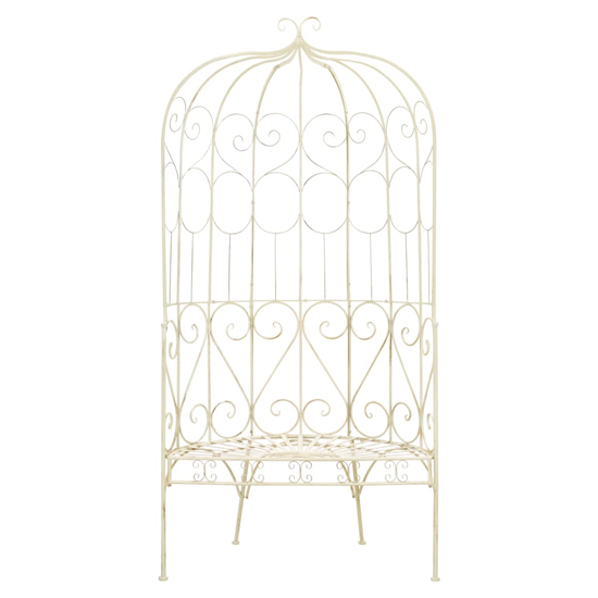 Piper 95cm Wrought Iron Garden Seating Bench In Antique White