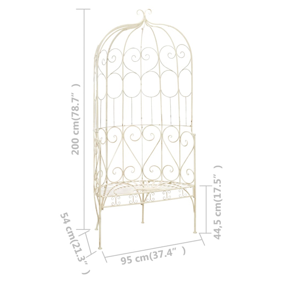 Piper 95cm Wrought Iron Garden Seating Bench In Antique White