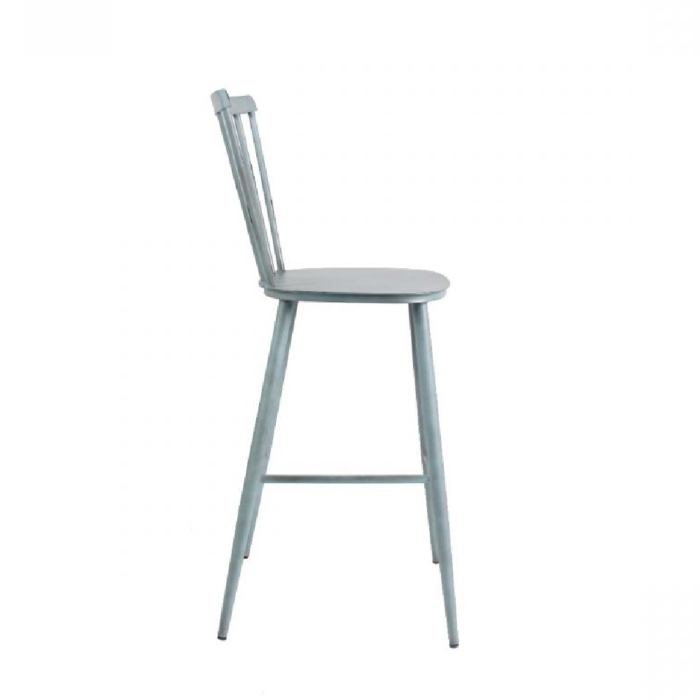 Piper Vintage Blue Outdoor Aluminium Bar Chairs In Pair