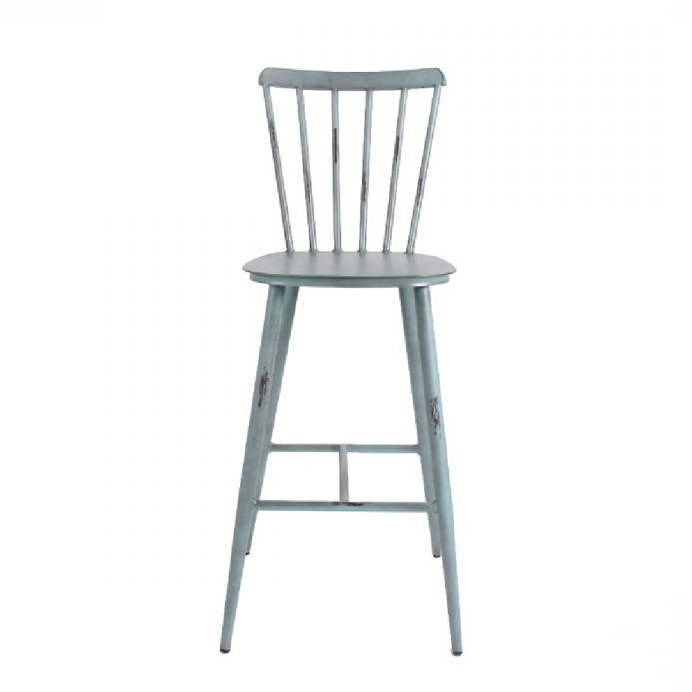 Piper Vintage Blue Outdoor Aluminium Bar Chairs In Pair