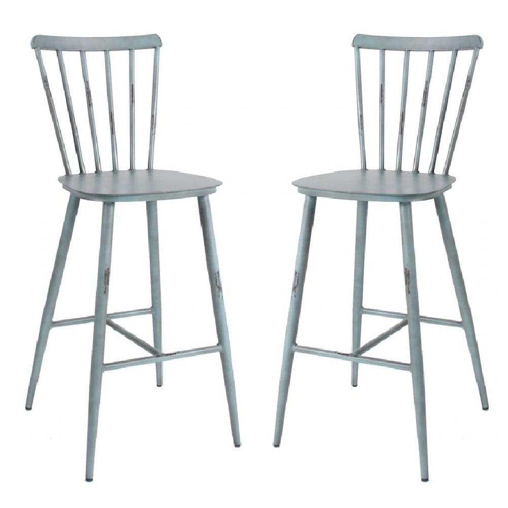 Read more about Piper vintage blue outdoor aluminium bar chairs in pair