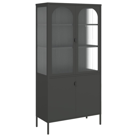 Piper Glass And Steel Display Cabinet With 4 Doors In Black
