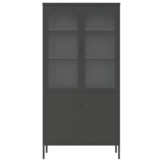 Piper Glass And Steel Display Cabinet With 4 Doors In Black