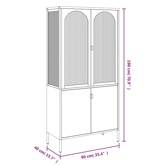 Piper Glass And Steel Display Cabinet With 4 Doors In Black