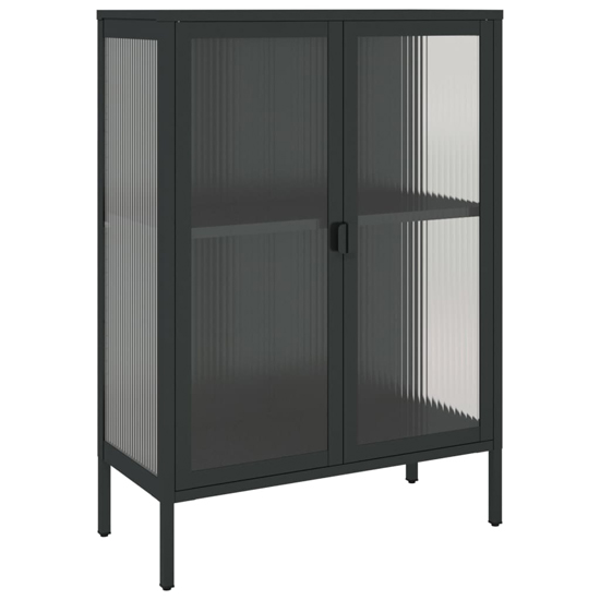 Piper Glass And Steel Sideboard With 2 Doors In Black