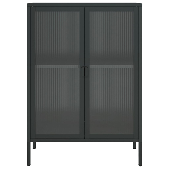 Piper Glass And Steel Sideboard With 2 Doors In Black
