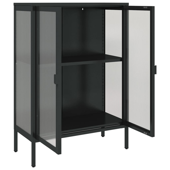 Piper Glass And Steel Sideboard With 2 Doors In Black
