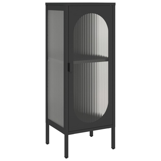 Piper Glass And Steel Storage Cabinet With 1 Door In Black