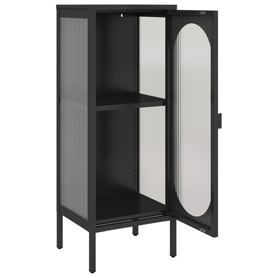 Piper Glass And Steel Storage Cabinet With 1 Door In Black