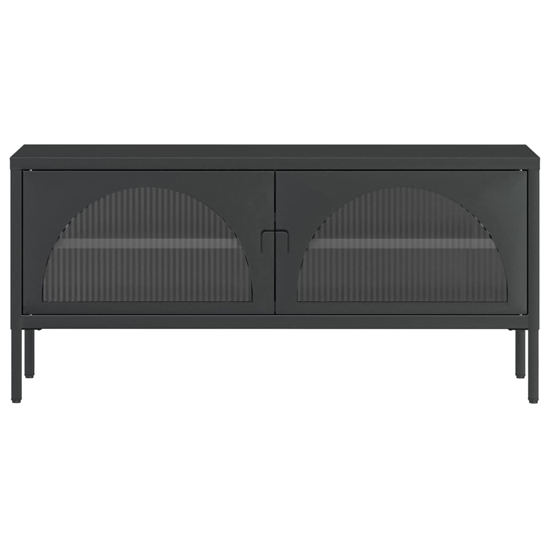 Piper Glass And Steel TV Stand With 2 Doors In Black