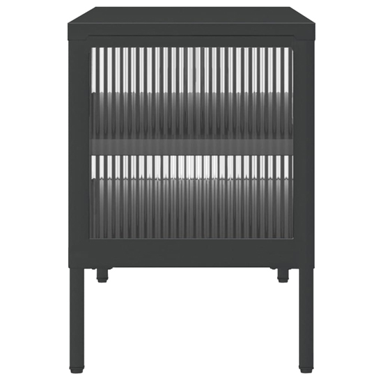 Piper Glass And Steel TV Stand With 2 Doors In Black