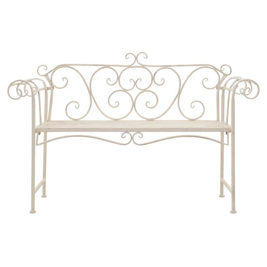 Piper Steel Garden Seating Bench In Antique White