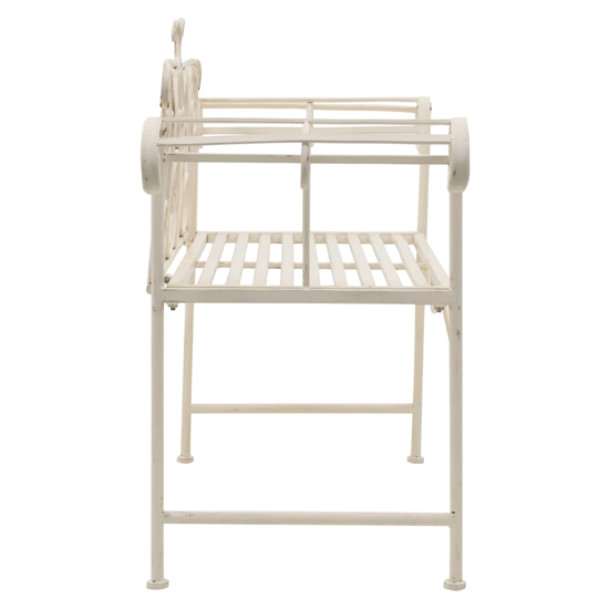 Piper Steel Garden Seating Bench In Antique White