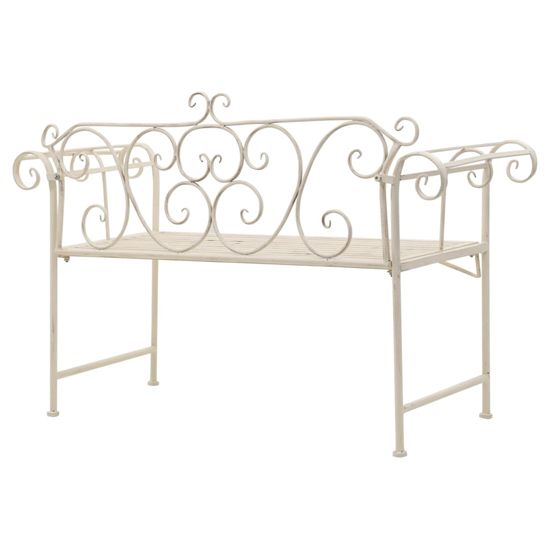 Piper Steel Garden Seating Bench In Antique White