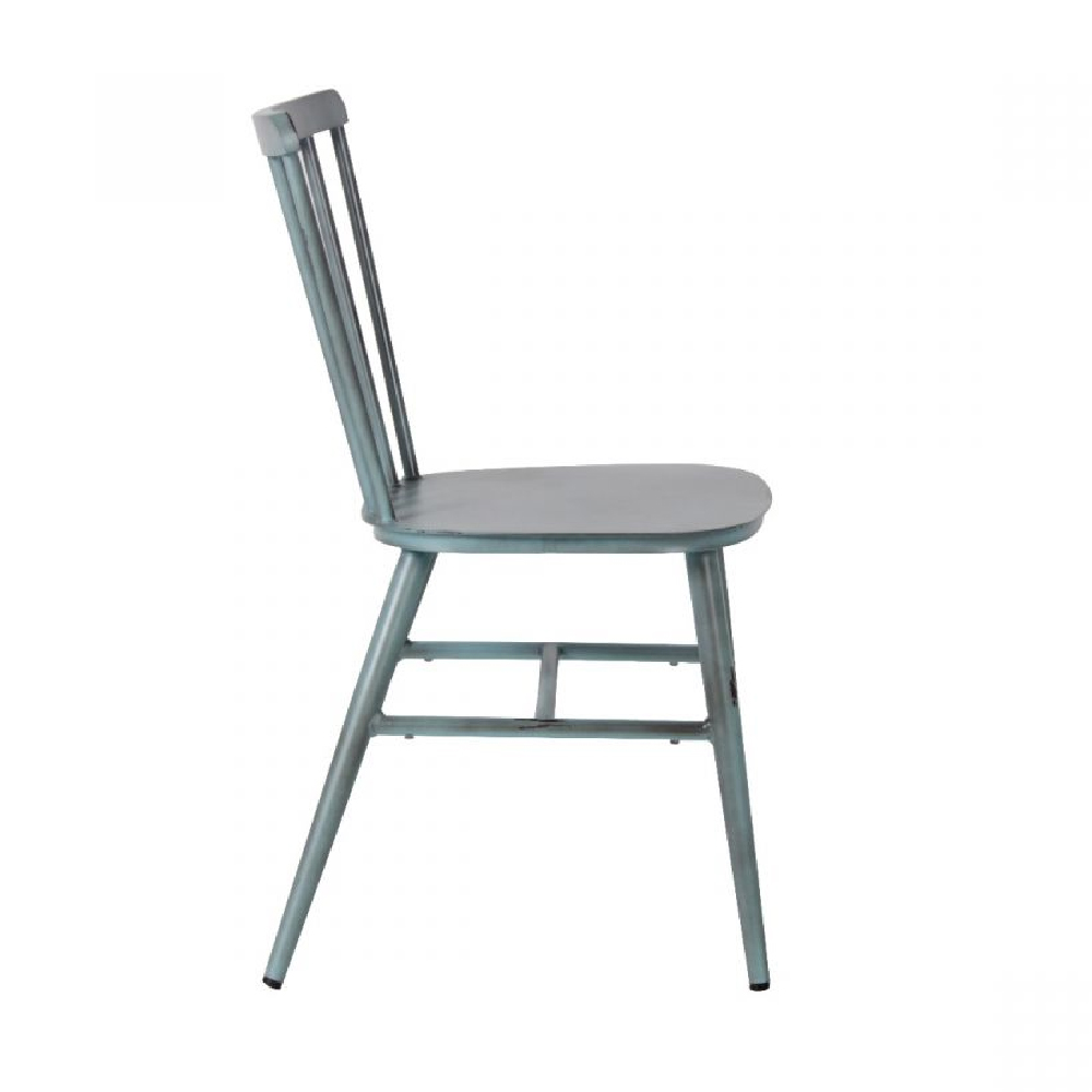 Piper Vintage Blue Aluminium Side Chairs In Pair