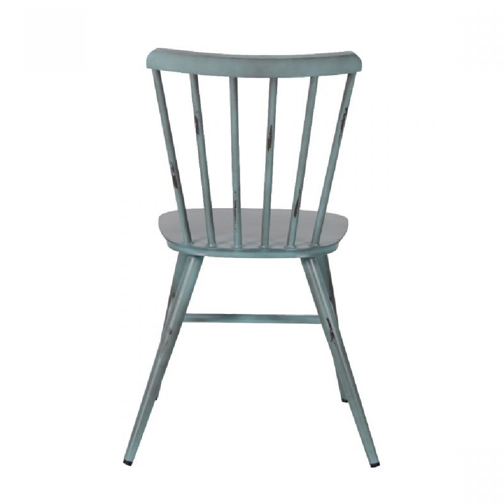 Piper Vintage Blue Aluminium Side Chairs In Pair