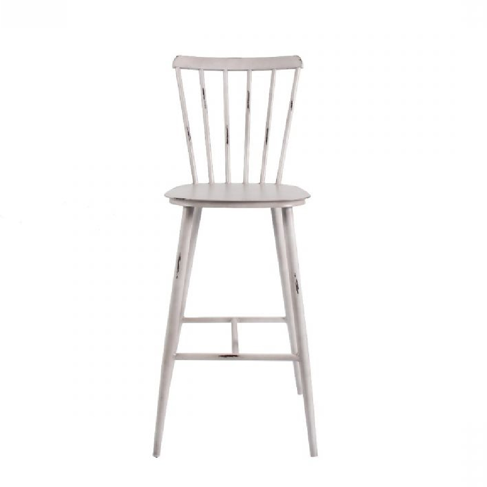 Piper Vintage White Outdoor Aluminium Bar Chairs In Pair