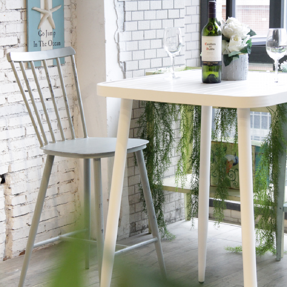 Piper Vintage White Outdoor Aluminium Bar Chairs In Pair