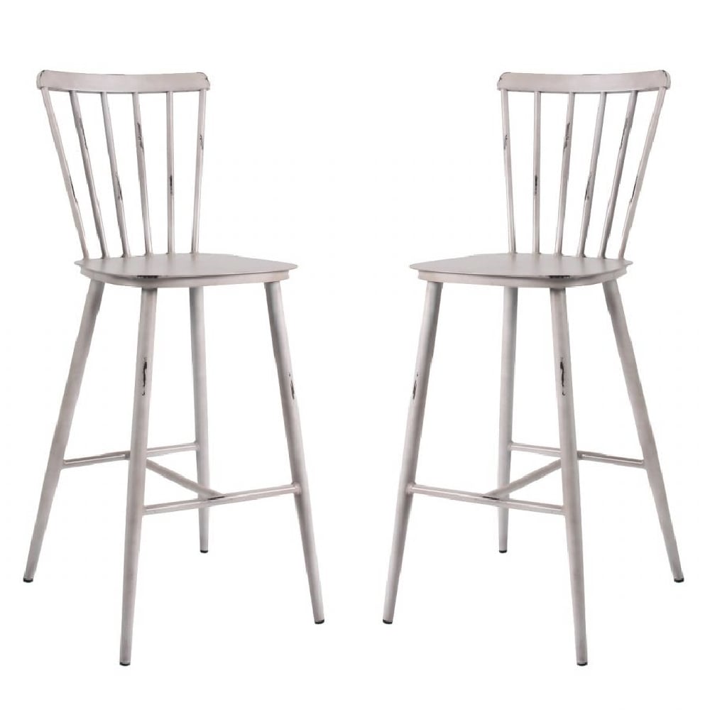 Read more about Piper vintage white outdoor aluminium bar chairs in pair