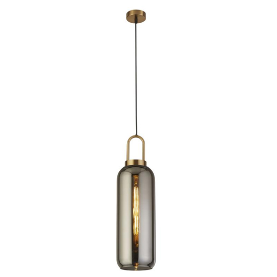 Read more about Pipette smoked glass ceiling pendant light in brass