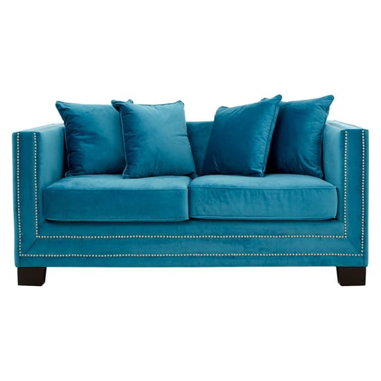 Pipirima Upholstered Velvet 2 Seater Sofa In Cyan Blue_2
