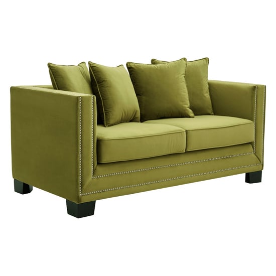 Product photograph of Pipirima Upholstered Velvet 2 Seater Sofa In Moss Green from Furniture in Fashion