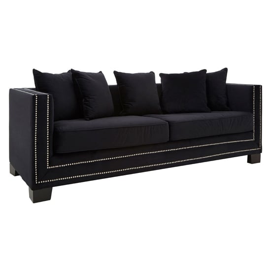Product photograph of Pipirima Upholstered Velvet 3 Seater Sofa In Black from Furniture in Fashion
