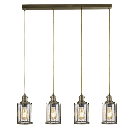 Read more about Pips 4 lights bar pendant light in antique brass