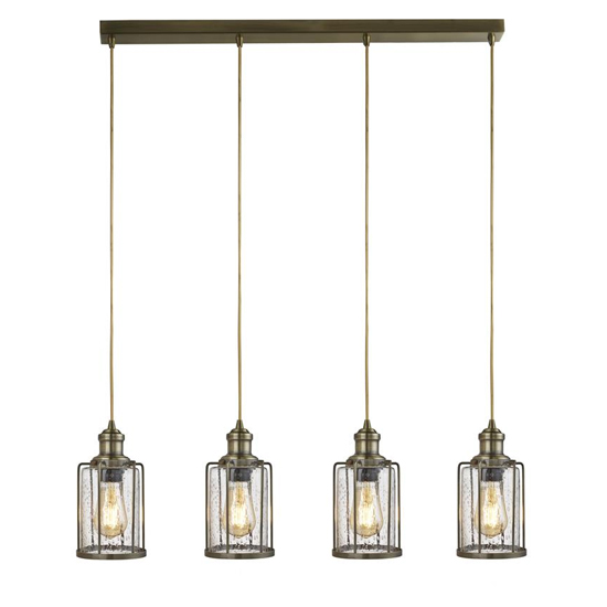 Photo of Pips 4 lights bar pendant light in antique brass