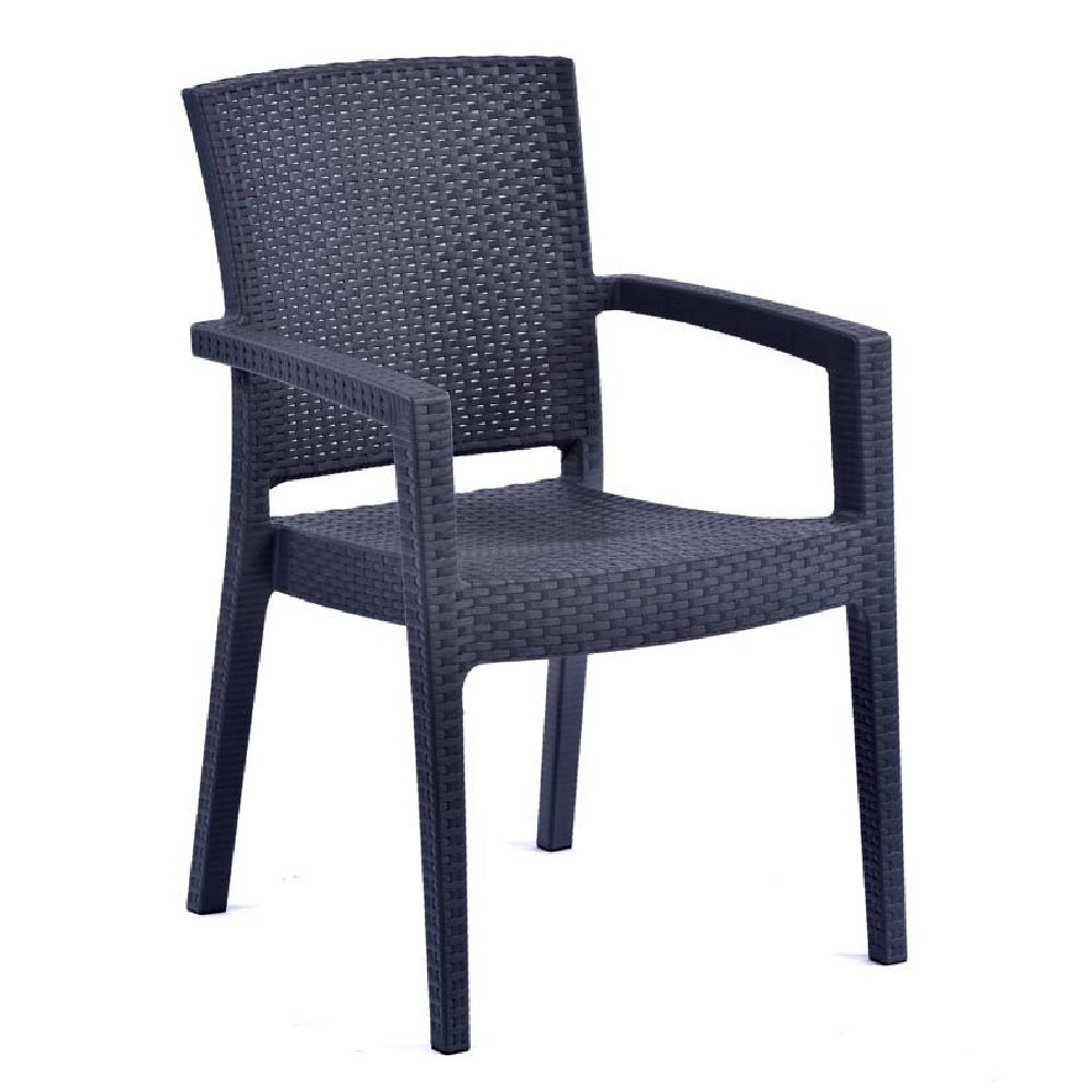 Piraeus Anthracite Polypropylene Arm Chairs In Pair