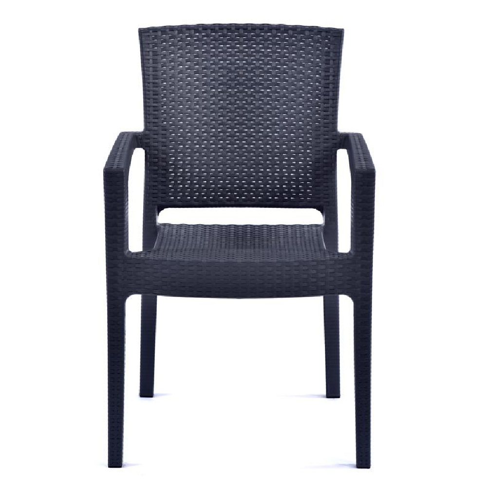 Piraeus Anthracite Polypropylene Arm Chairs In Pair