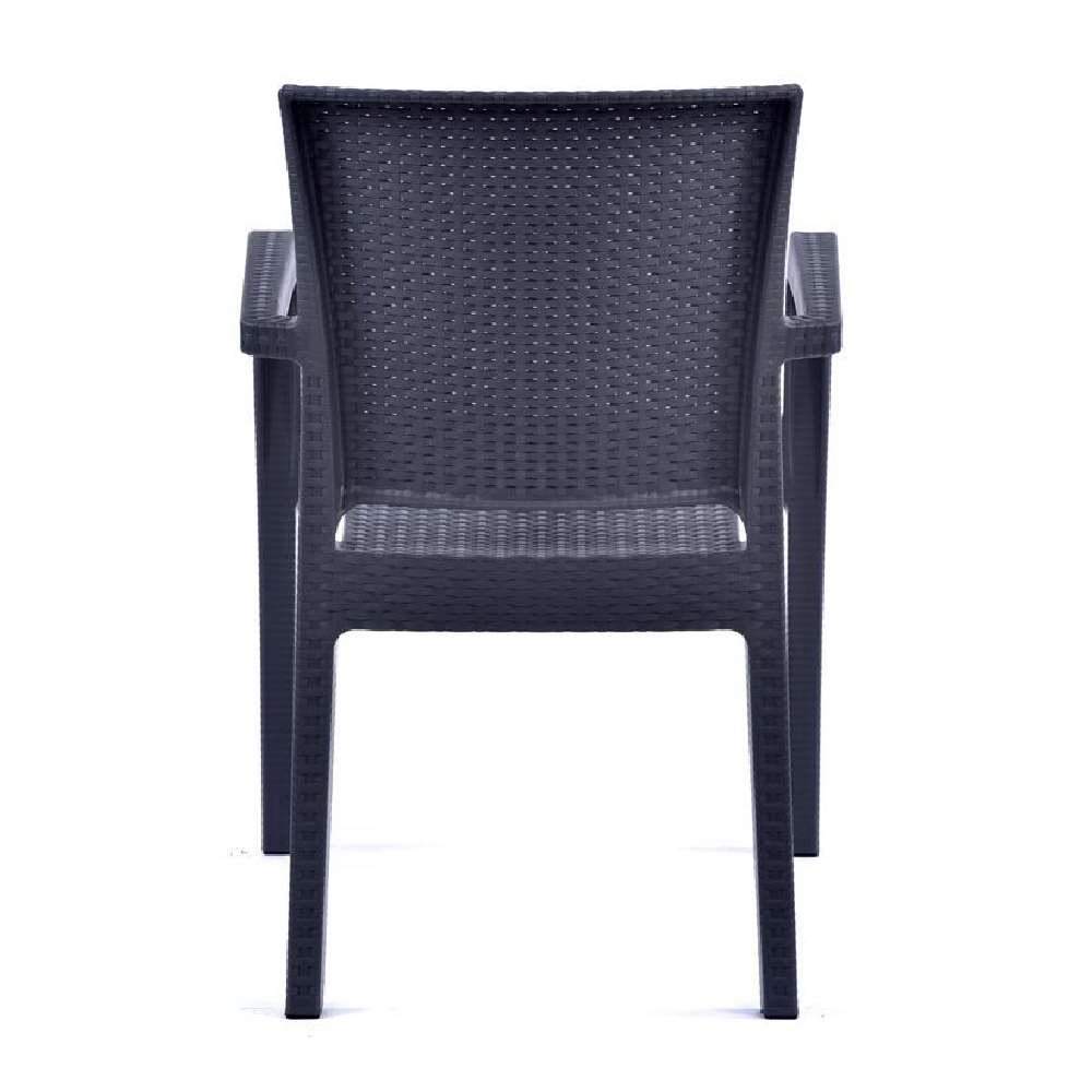 Piraeus Anthracite Polypropylene Arm Chairs In Pair
