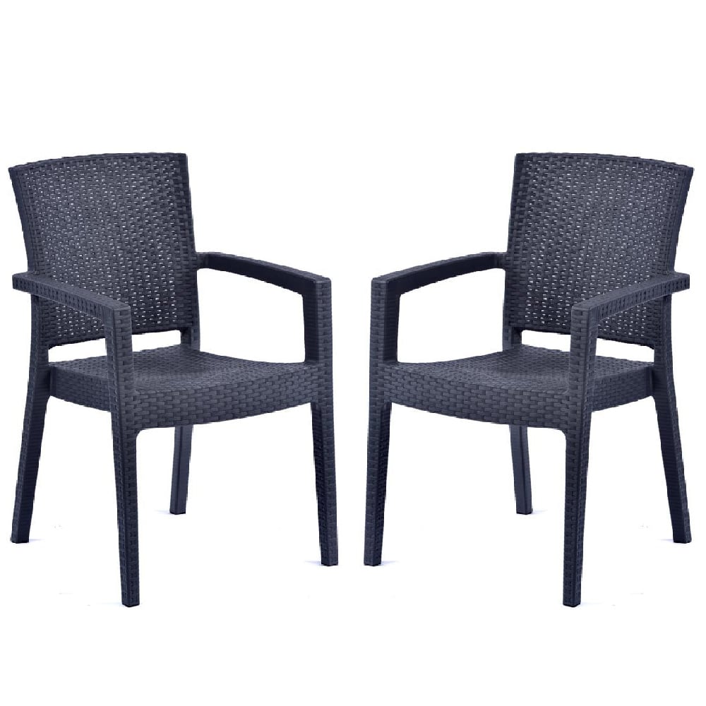 Product photograph of Piraeus Anthracite Polypropylene Arm Chairs In Pair from Furniture in Fashion