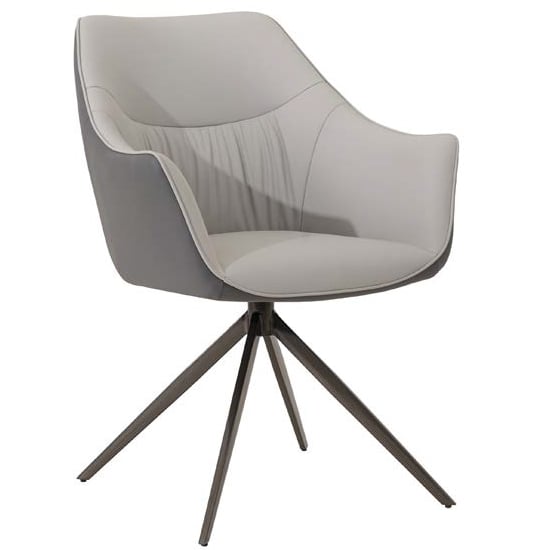 Piran Faux Leather Dining Chair In Light Grey